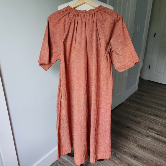 Uniqlo U Seersucker Short Sleeve Dress A Line Midi Cotton Pockets Size Medium - Picture 12 of 13